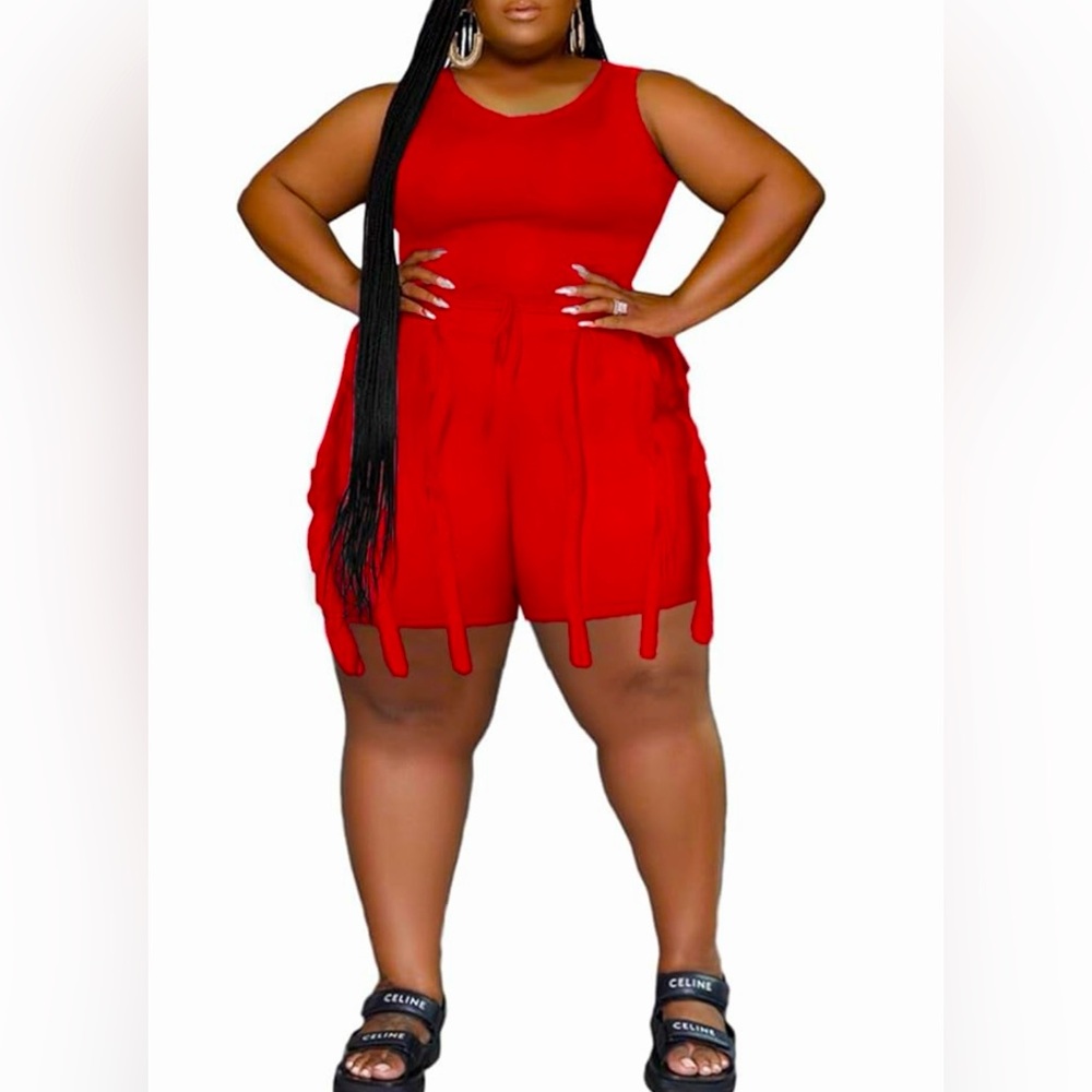 🛍️💕Stylish Red Two Piece Short’s Set’s✈️🛍️